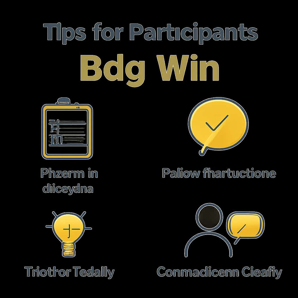 Illustration explaining tips for Bdg Win participants.